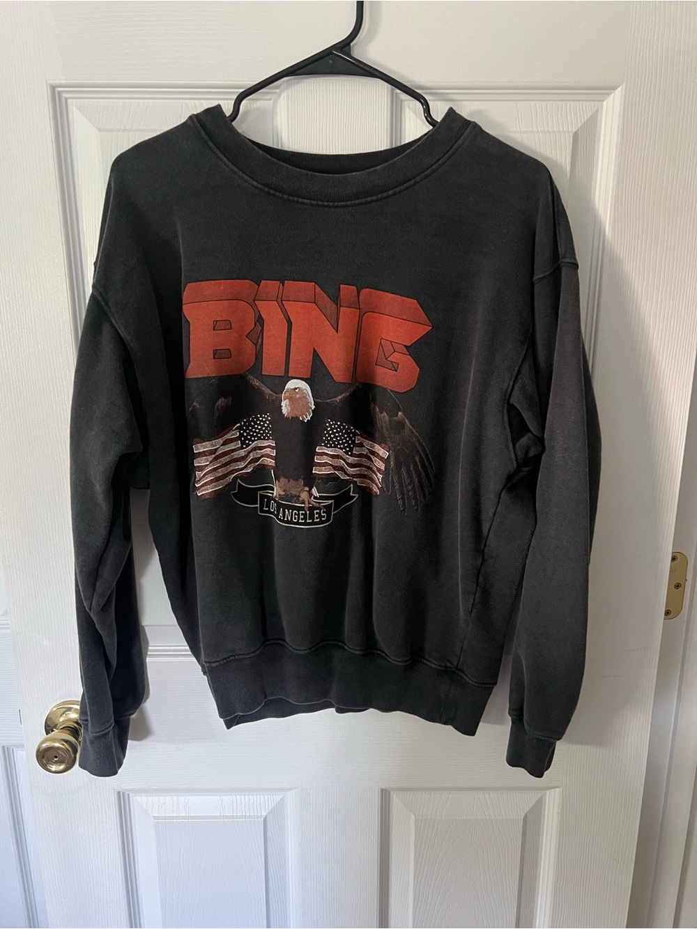 Anine Bing Black Sweatshirt with Red Graphic Detail